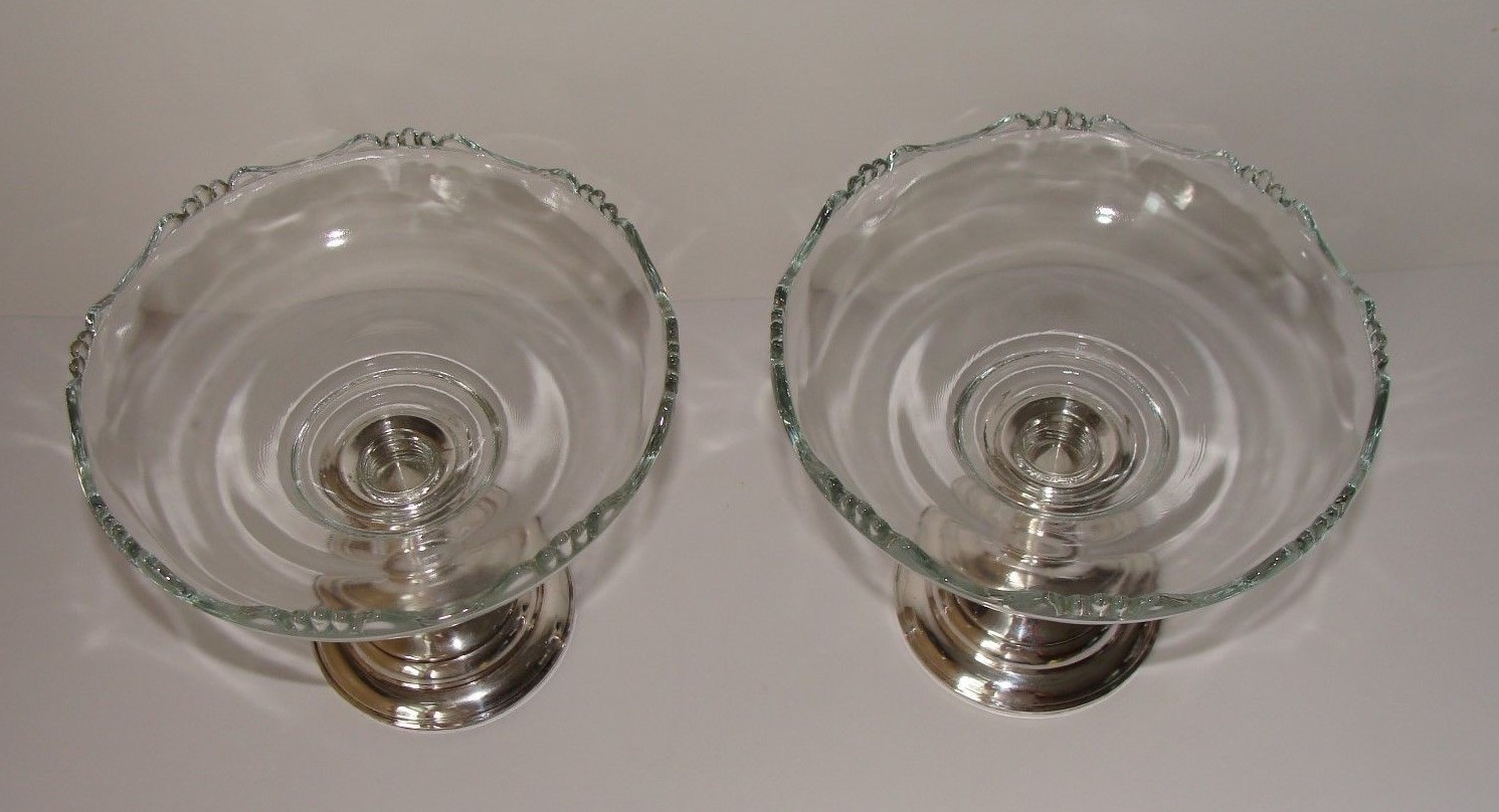 Frank M. Whiting & Co. Vintage Sterling Silver Glass Compotes / Candle Holders