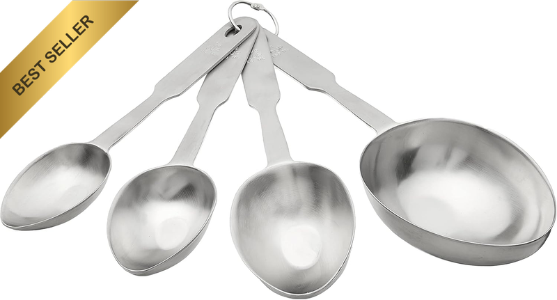 Stainless Steel 4 Pc Measuring Cup Scoop Shaped Set Metric Equivalents