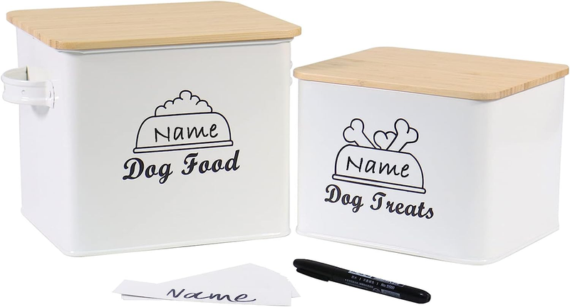 Set,metal Pet Food Storage Bin Wi