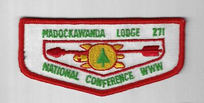 OA 271 Madockawanda National Conference Flap RED Bdr. Pine Tree ME [IND-0846]