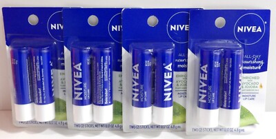 4 x 2 Pack Nivea Nourishing Moisture Lip Care Avocado & Jojoba