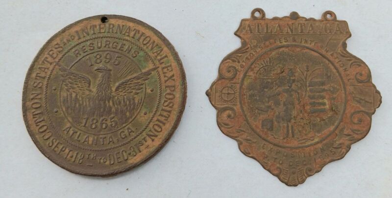 dug artifact , dug 1895 cotton exposition badge , dug atlanta georgia pin x2