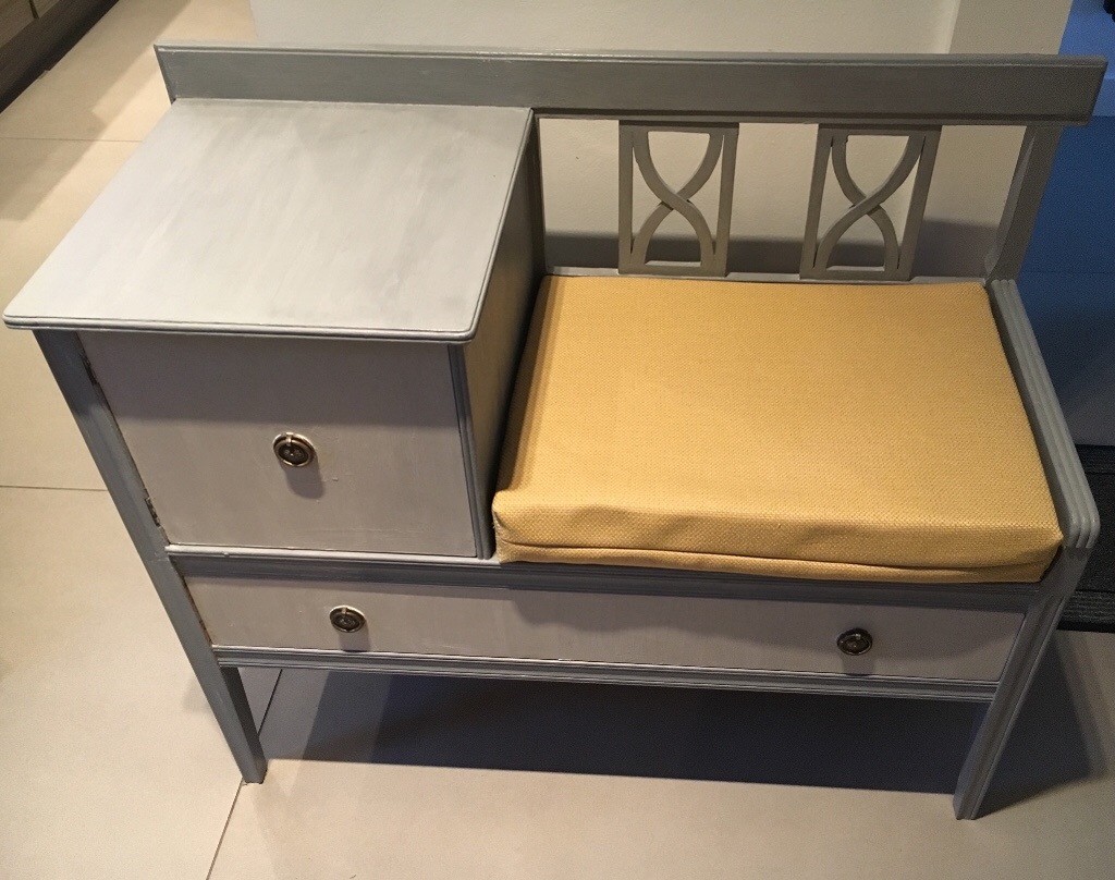 Grey Upcycled Telephone Table with Cushion in County Antrim Gumtree