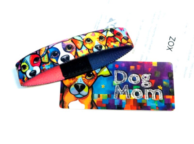 ZOX **DOG MOM** Silver SMALL Single Wristband w/Card DOGS