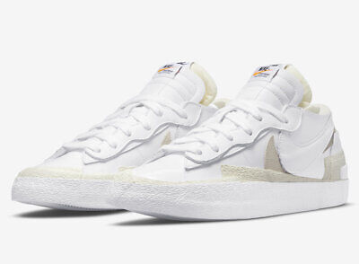 Nike Blazer Low x Sacai White Patent/Grey Mens Size 5-14 Sneakers