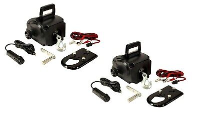 Set of 2- 12 Volt Portable Winches - Remote Control, Vehicle, ATV, Boat Recovery