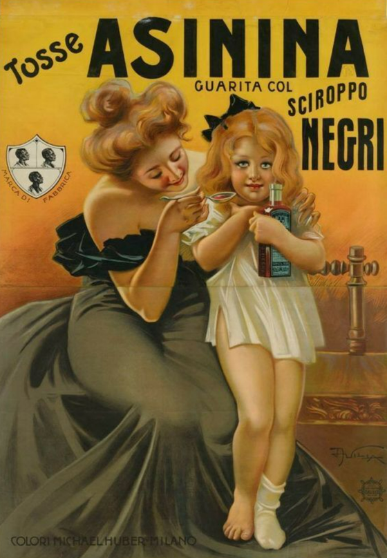 TOSSE ASININA SCIROPPO NEGRI MILANO - cm. 31x42 - POSTER formato A3