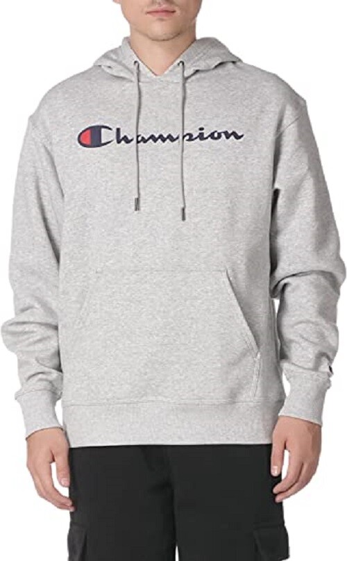NEW Champion Mens Fleece Long Sleeve Pullover Hoodie-GRAY