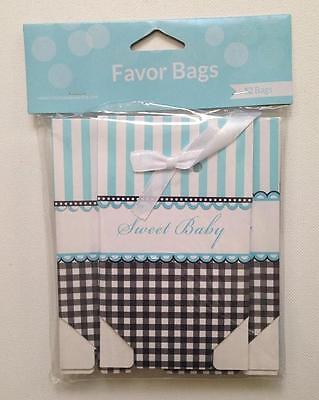 SWEET BABY SHOWER FAVOR BAGS MINI BOXES 12 Pack Blue Fold Over...