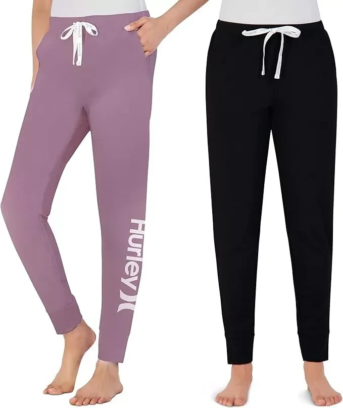 Пижамные штаны Hurley из 2 предметов, розовые и черные, супер мягкие джоггеры для бега трусцой, завязывающиеся на талии, размер S