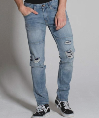 RSQ London Skinny Distressed knee panel jeans Blue Size 34 NWT