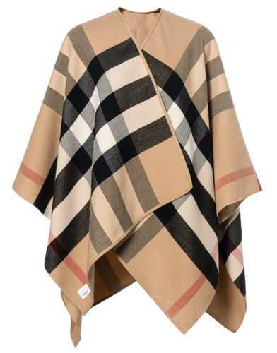 Burberry FW20 Wool Check Reversible Cape Poncho Women's