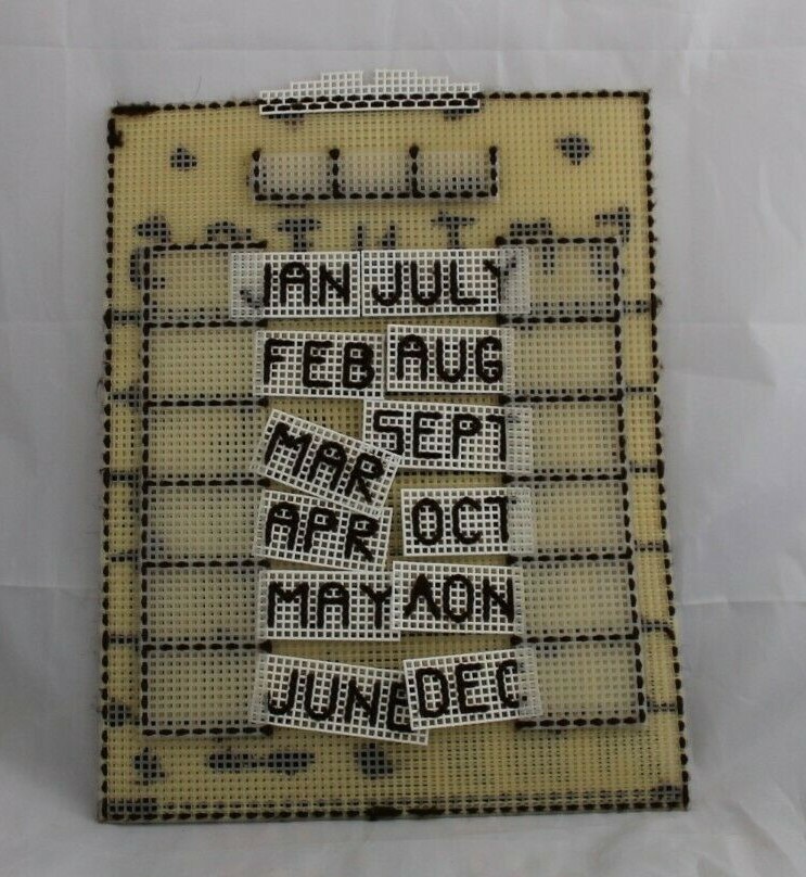 Perpetual Calendar Canvas Handmade Farmhouse Yellow Needlework Craft Southwest