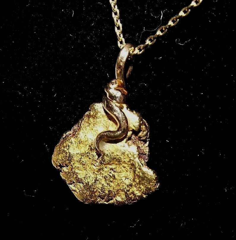 Genuine Natural Gold Nugget Pendant with Handmade Bail , 3.13 Gram