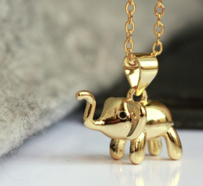 Elefant Halskette vergoldet SterlingSilber Kette Krafttier Geschenk Frau Mutter