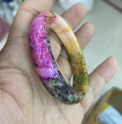 peacock Natural peacock Peach Blossom Jade Bracelet Bangle 56-64mm healing