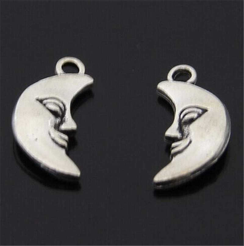 pj320 20pc tibetan silver moon charm beads pendant accessories