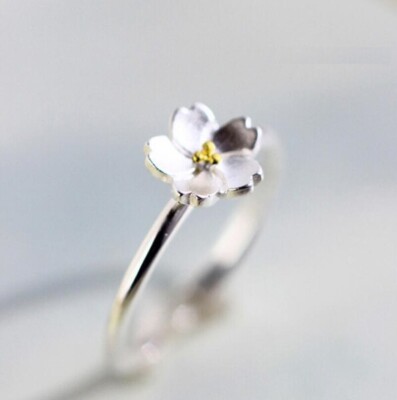 Cherry Blossom Flower Silver SP Adjustable Ring | eBay
