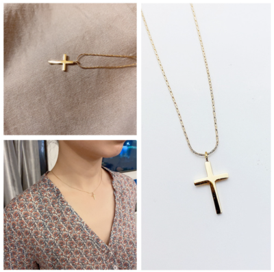 14k gold small cross necklace deals