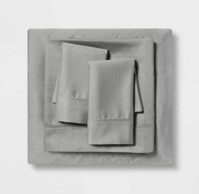 Threshold Queen 500 Thread Count Gray Herringbone Sheet Set Flat/Fitted/Cases