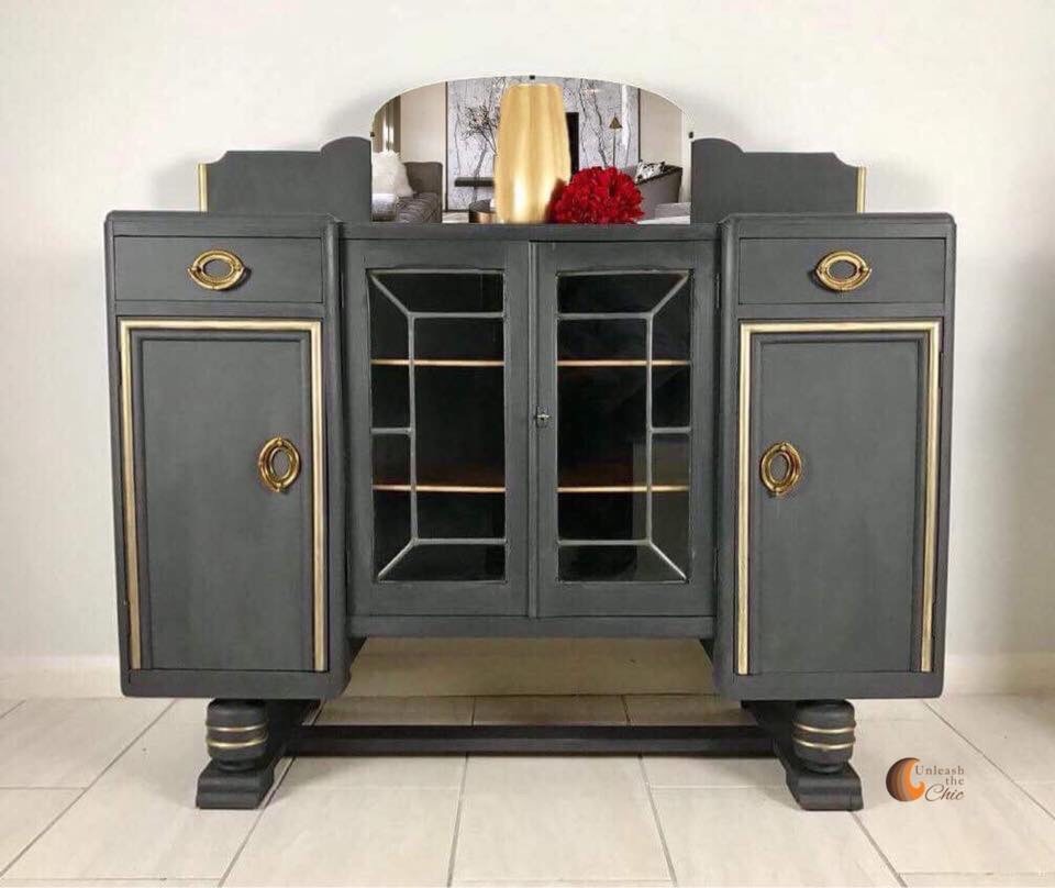 Stunning unique sideboard buffet in graphite and gold in Cardiff City