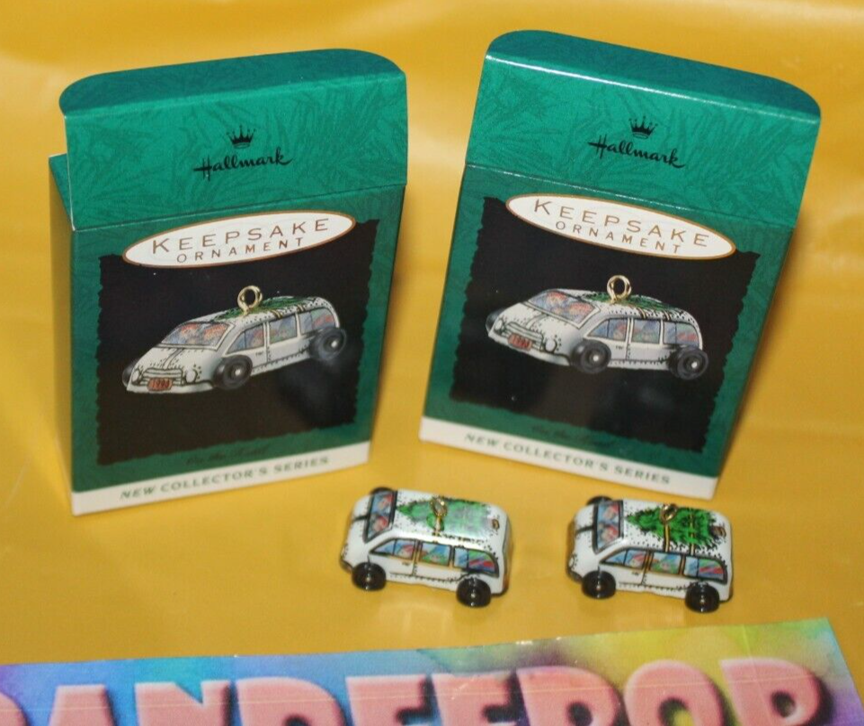 Hallmark Keepsake Miniature 2 On The Road Pressed Tin Series 1 1993 Ornaments