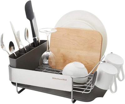 KitchenAid Compact, Space Saving Rust Resistant Dish Rack, 16.06-Inch, Gray 