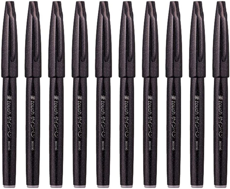Pentel Fude Touch Brush Sign Pen (Ses15C-A),Black Ink, Felt 