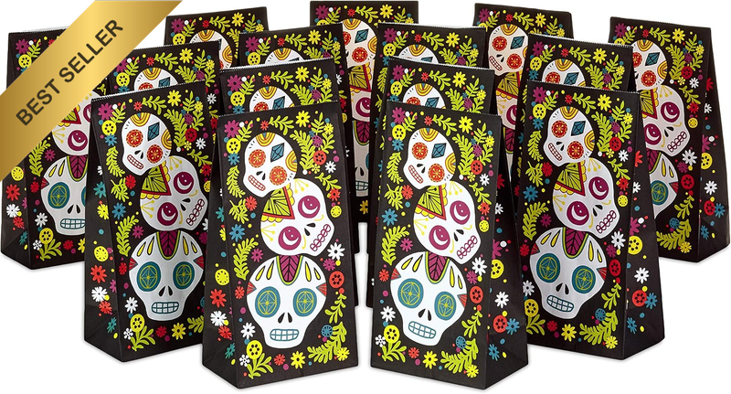 Day of the Dead Party Favor and Wrapped Treat Bags (15 Ct.) for Halloween, Día D