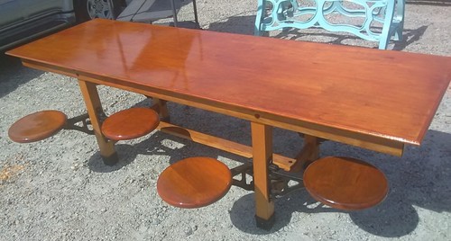 Vintage Swing Out Seat Lunchroom Table shipping available