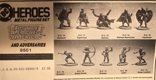1985 DC COMICS JUSTICE LEAGUE OF AMERICA HEROES AND ADVERSARIES METAL FIGURE SET