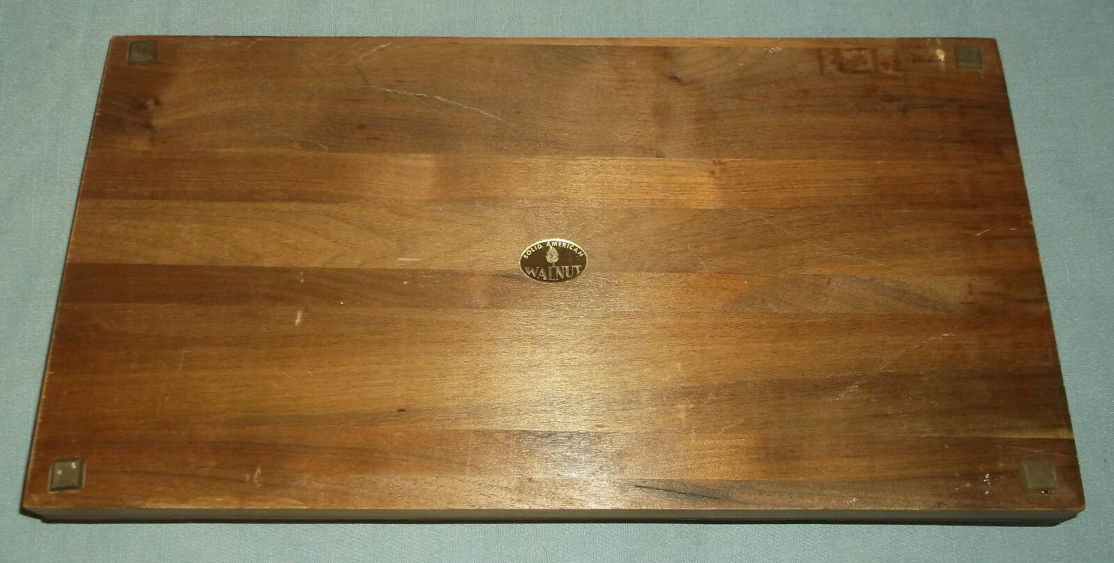 Vintage Solid American Walnut Wood Serving Tray w/ Vinyl Edge & Handles