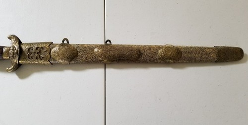 Vintage 1850 Chinese Double sword Ken Style Antique Asian Dagger/Saber/Knife