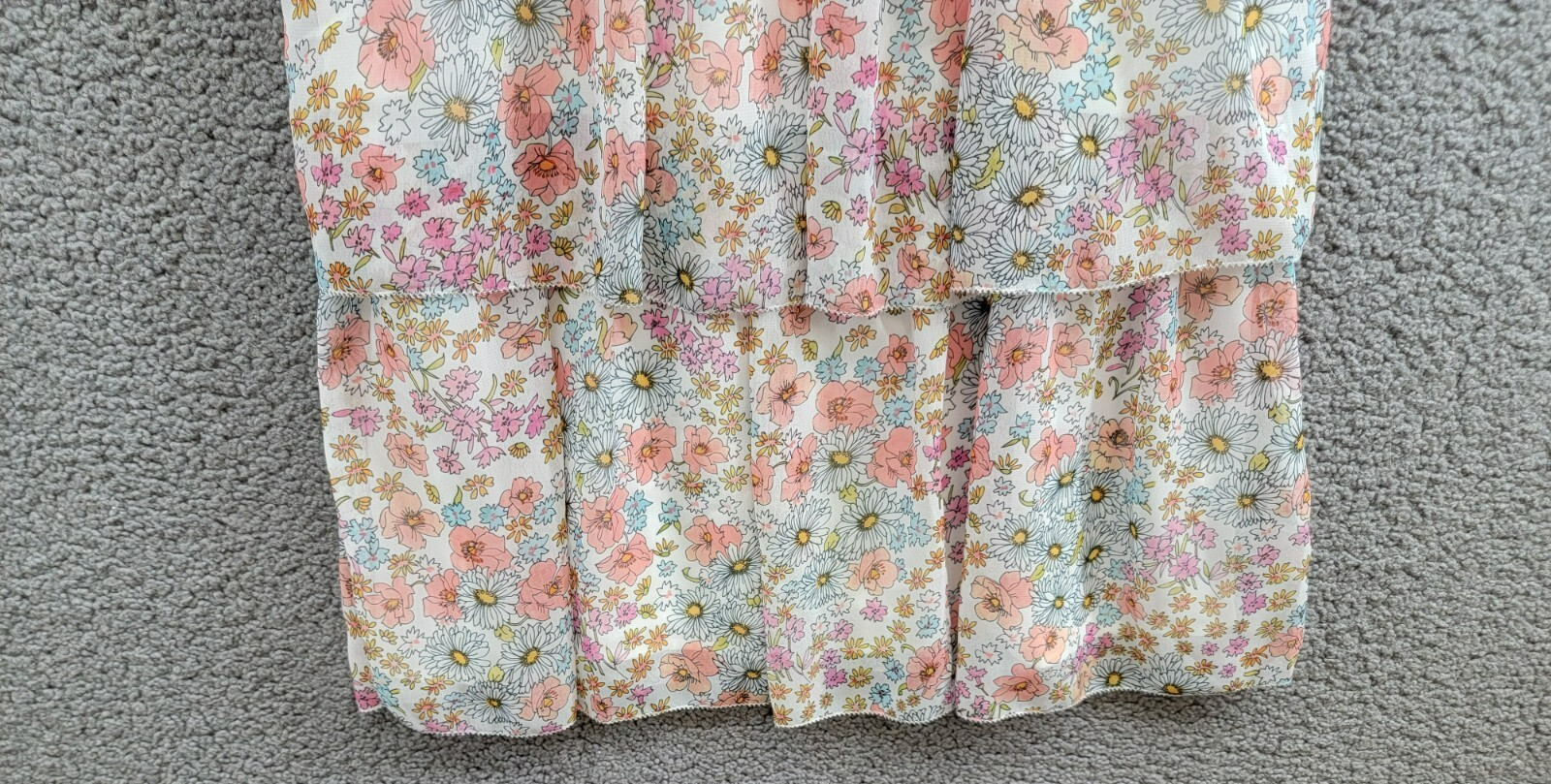 REISS Leela Jr Floral Dress Girls 11-12Y Pink Multi Ruffled Square Neck Pullover - Picture 4 of 17