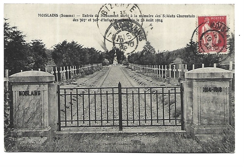 80  Moislains  Entree Du Monument A La Memoire Des Soldats Charentais
