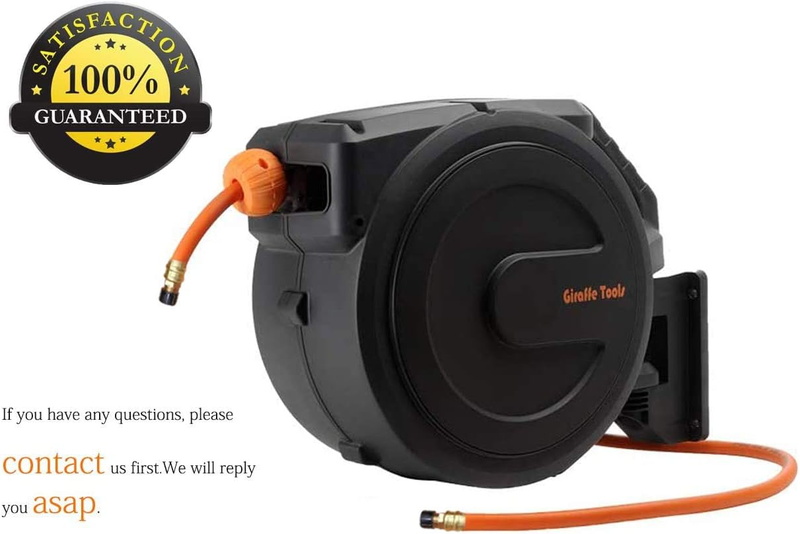 Retractable Air Hose Reel Enclosed with 3/8 In. X 50 Ft Hybrid Hose, Lightweight