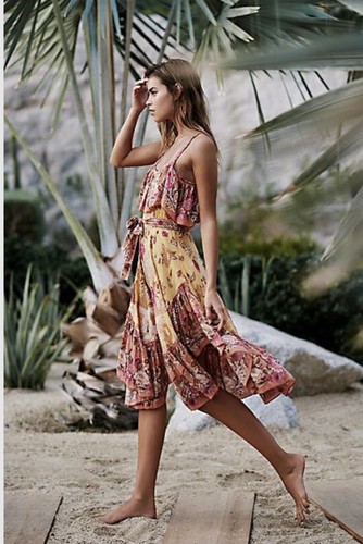

Платье миди в стиле бохо Free People Spell Siren Song с рюшами и цветочным принтом, Multicolor