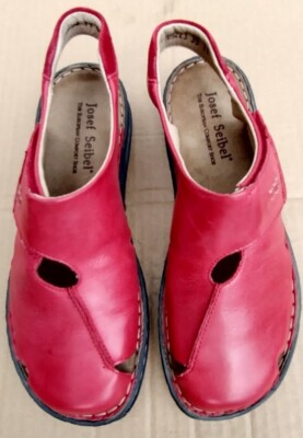 Women's Josef Seibel Frederica Sandal Red Leather Shoes sz 39 Ex Cond