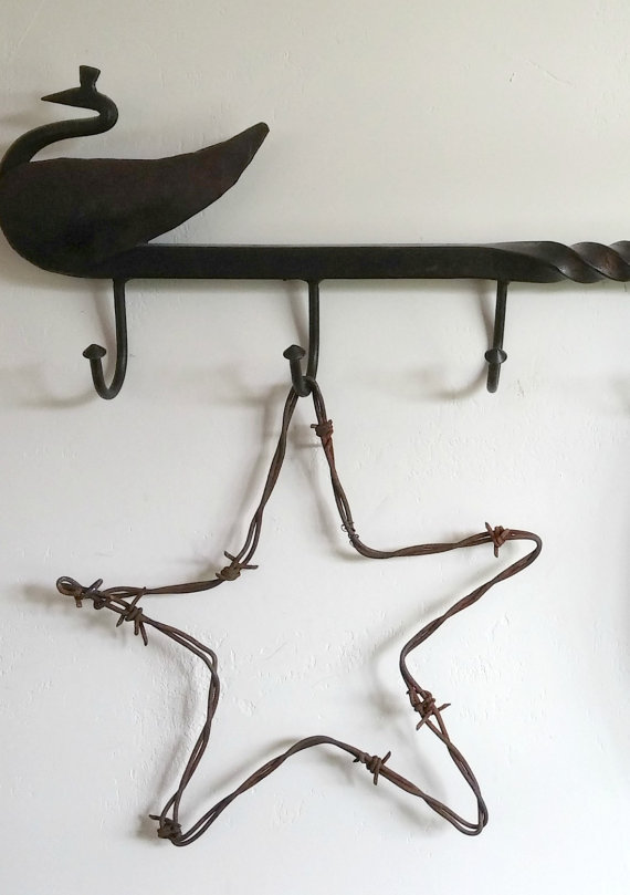 Barb Wire Star Decoration Wall Hanging Texas Farm Cowboy Kansas