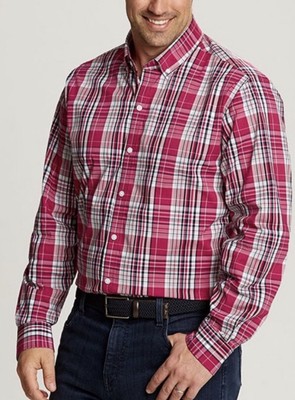 Cutter & Buck Size Large Red & White Plaid button Down Dress Shirt Men s Tops