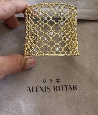 100% Authentic Alexis Bittar Muse D'ore Crystal Spur Lace Cuff Bracelet $365