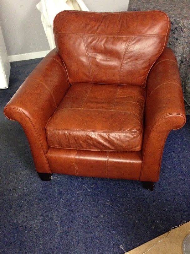 Saddle Color Leather Armchair in Good Condition in Kingswood, Bristol