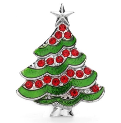 BUTTON CHARM FITS GINGER SNAPS STYLE JEWELRY CHRISTMAS TREE BLING #62 RED GREEN