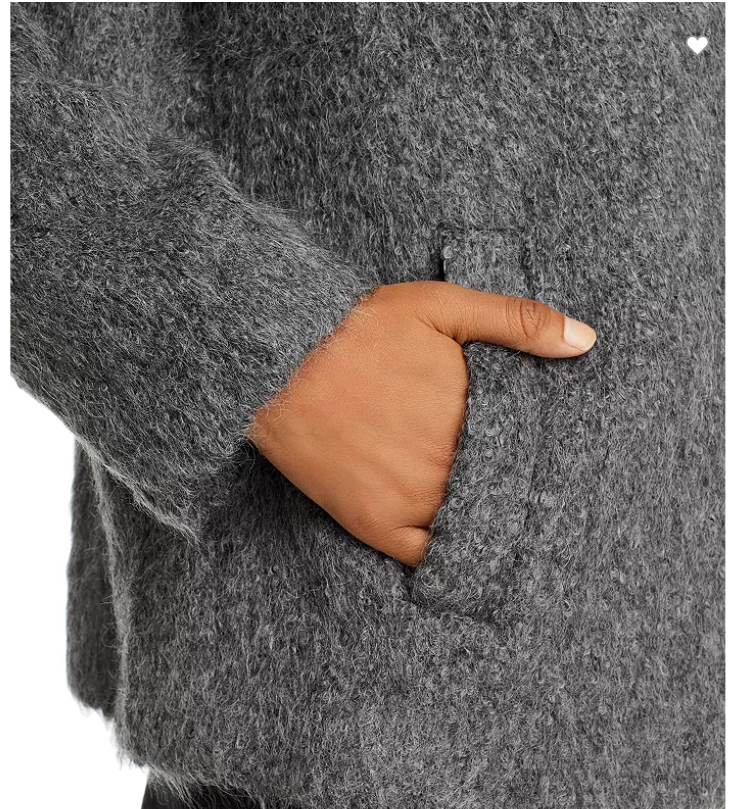 Pre-owned Eileen Fisher $548  Alpaca Boucle Soft Collared Coat Jacket Ash Gray Sz Xl
