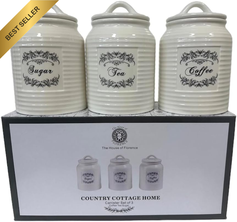 Country Cottage Home Set of 3 Canister Set
