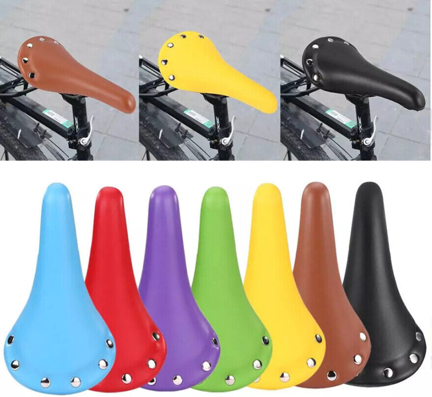 MTB Retro Bicycle Saddle Seat Bike Rivet PU Leather Fixed Gear Bike Saddle Seats