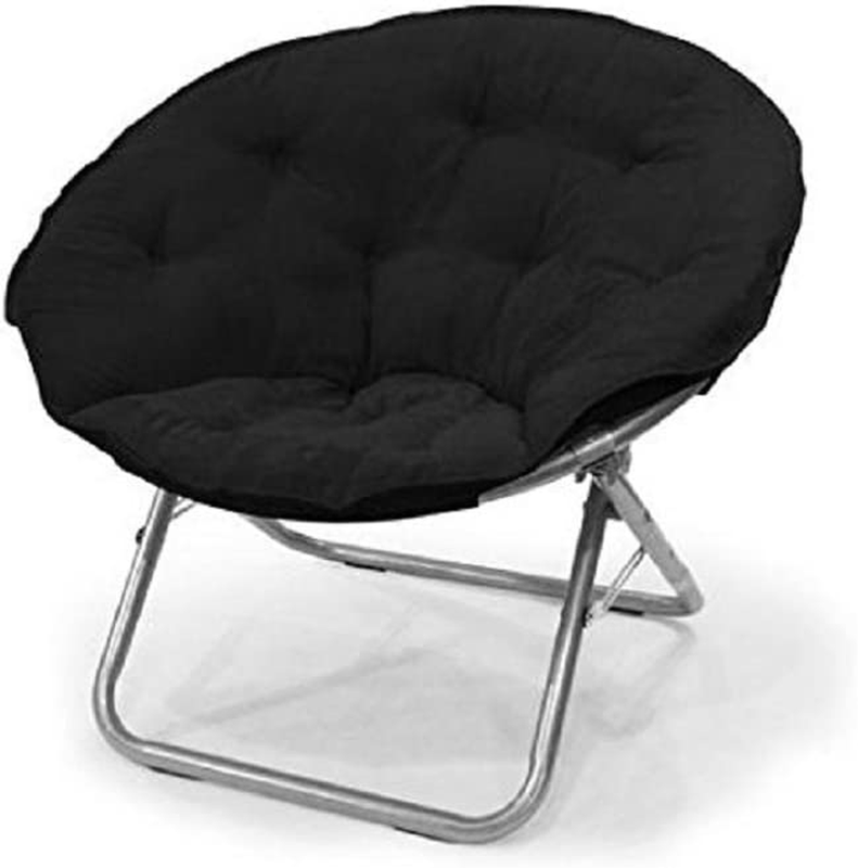 Urban Shop Microsuede Foldable Saucer Chair, Black 27D X 32W X 29.5H In