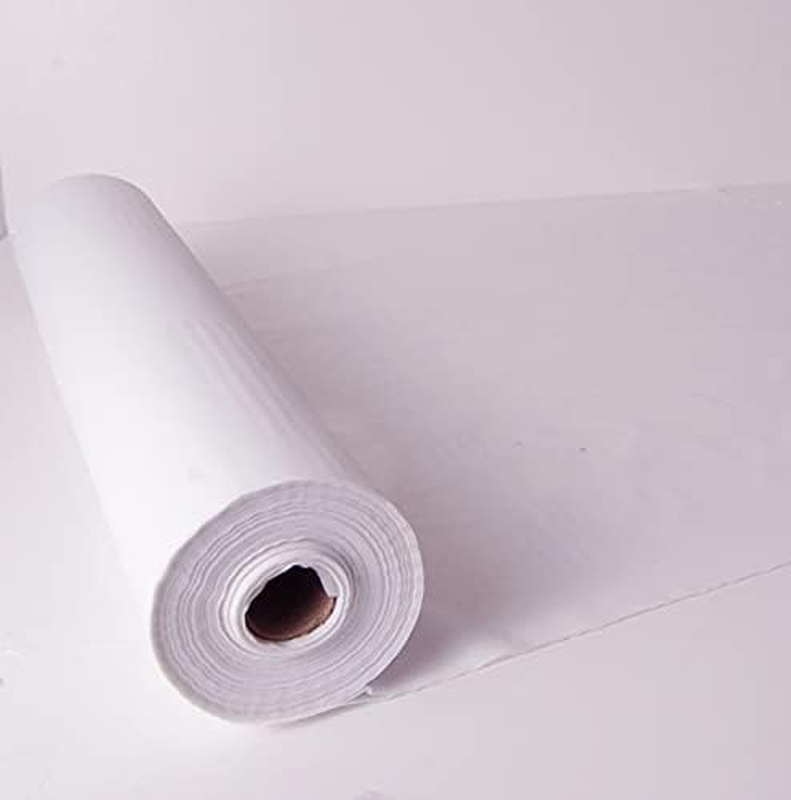 , White Plastic Table Cover Roll - 40In X 100 Feet Heavy Duty Plastic Banquet Ta