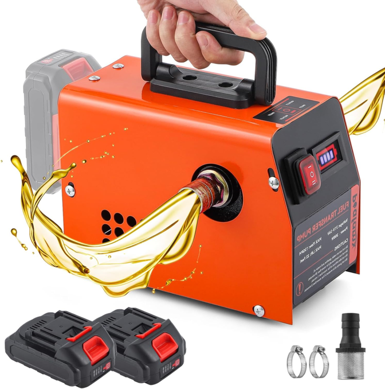 13GPM, Portable Electric Oil Pump with 2X1500Mah Battery, Oil Extractor Pump for Diesel Truck Boat