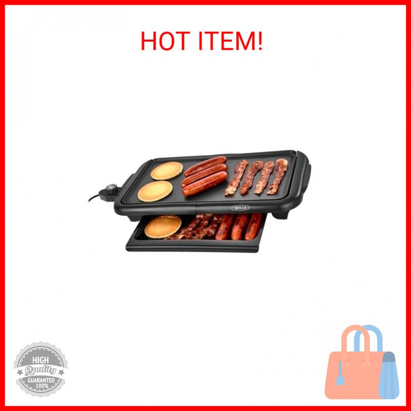 BELLA Electric Griddle with Warming Tray - Smokeless Indoor 